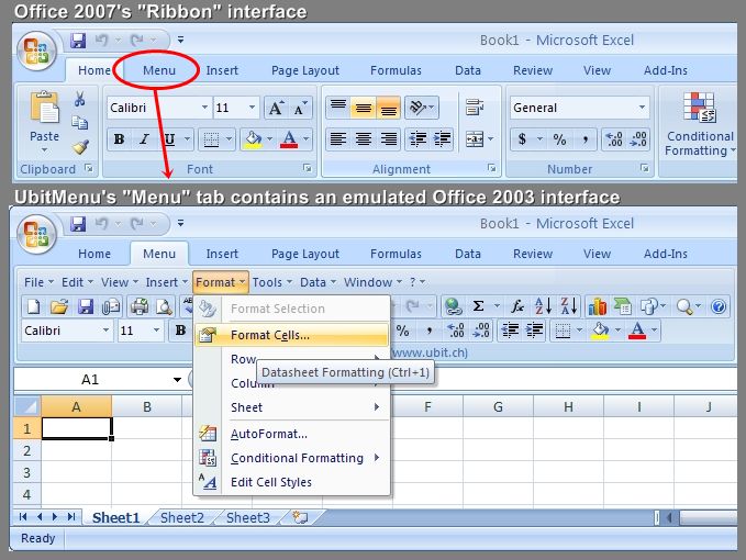 Ubitmenu Use The Office 2003 Interface In Office 2007 2120