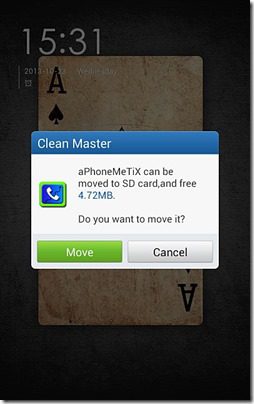 Clean Master automatically prompting moving an app to external SD