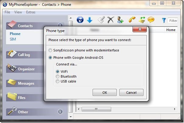 MyPhoneExplorer Screenshot1 - connect via WIFI